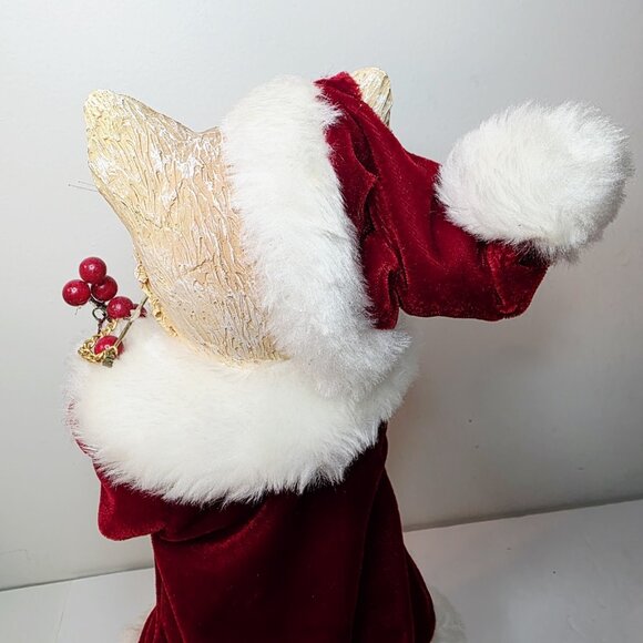 Anthropomorphic Kitty Cat Velvet Santa Suit Glasses Belt Christmas Holiday Decor - Picture 10 of 12